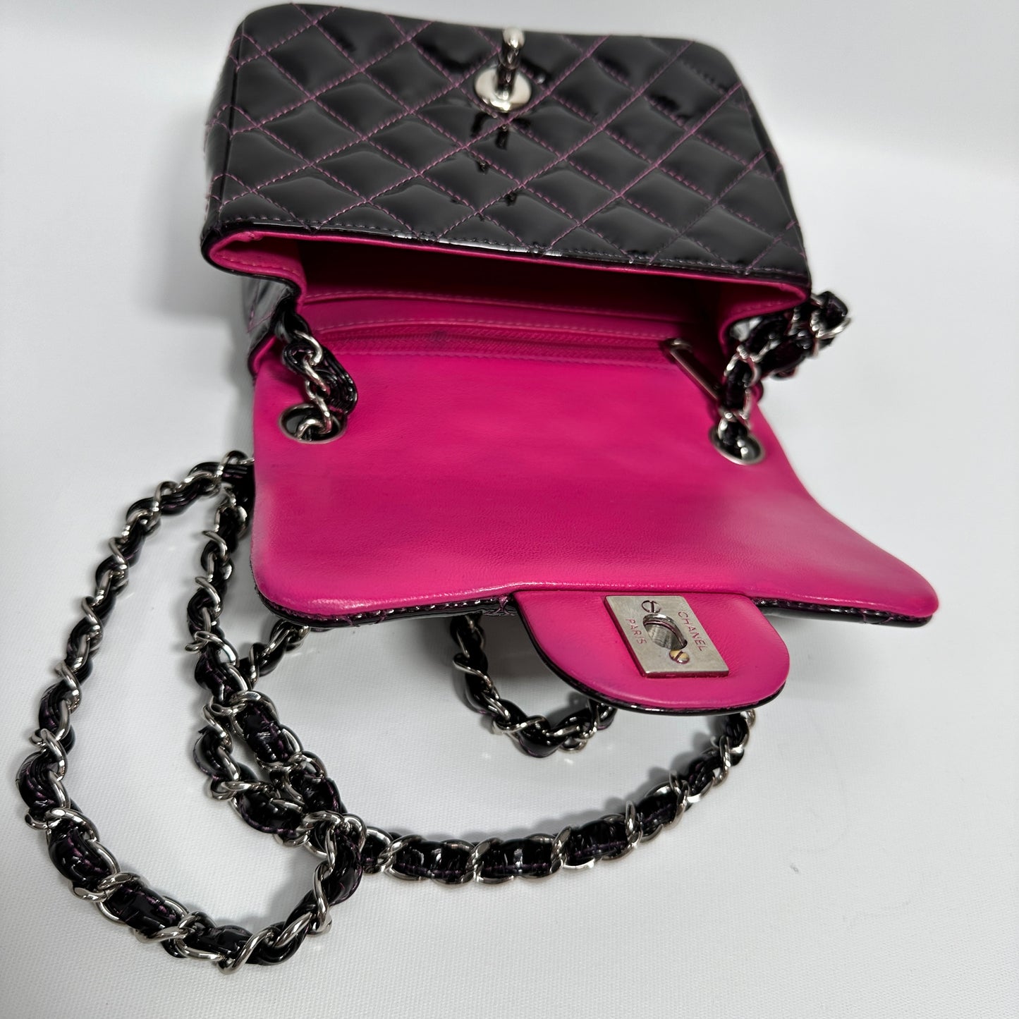 CHANEL Patent Leather Mini Classic Square Flap Pre-Owned